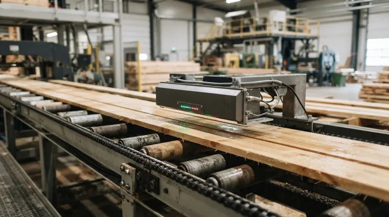 Illustration: Modern sensors pair the microwave emitter with a density scanner to ensure accurate readings regardless of the wood's physical weight.