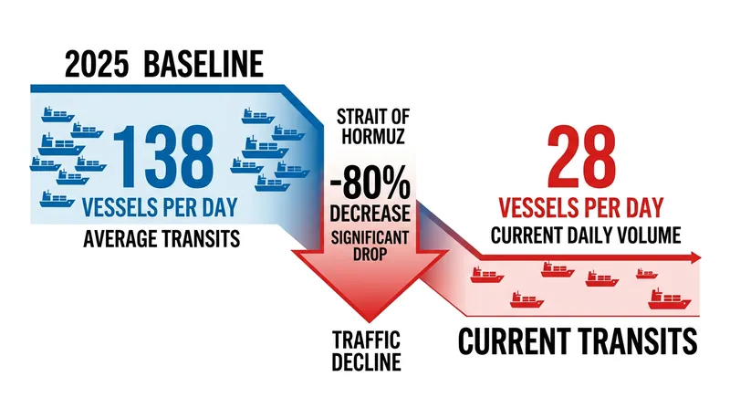Commercial transit through the Strait of Hormuz has collapsed amid the attacks.