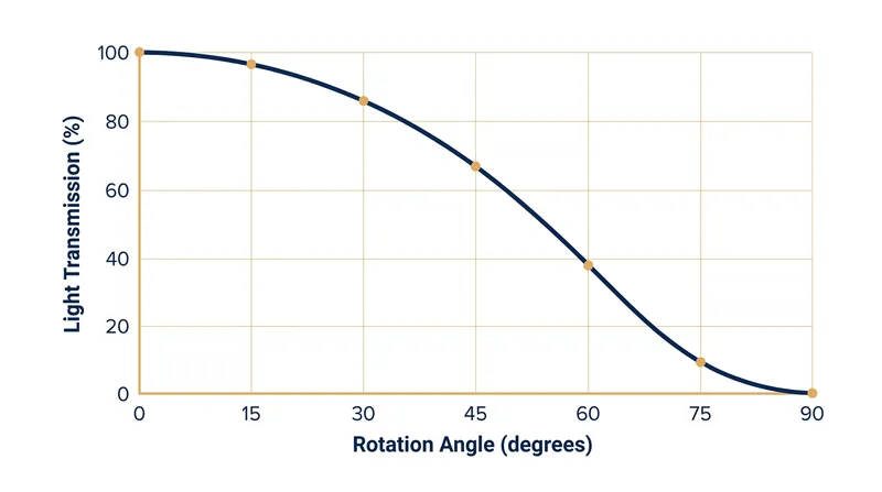 Malus's Law dictates that light intensity drops to zero when two linear polarizers are crossed at exactly 90 degrees.