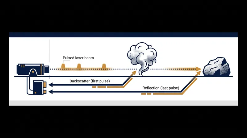 Time-of-flight measurements map the entire return timeline to isolate the final solid object.