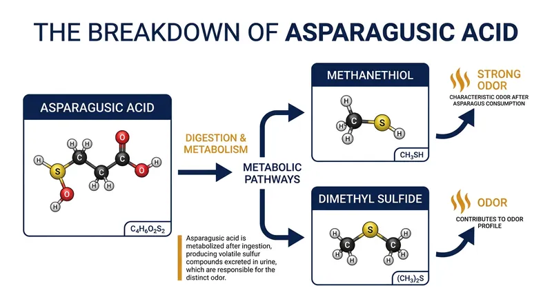 The metabolic pathway of asparagusic acid converting into volatile thiols.
