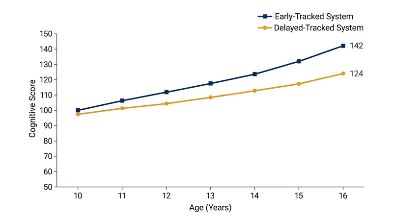 Students in early-tracking systems demonstrate steeper cognitive trajectories than their comprehensively schooled peers.