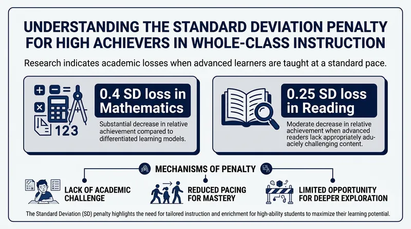 Top-quartile students lose significant potential cognitive growth when denied targeted, advanced instruction.