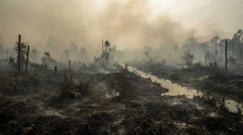Illustration: Indonesian firefighters battle underground peatland blazes, which are exceptionally difficult to extinguish without sustained rainfall.
