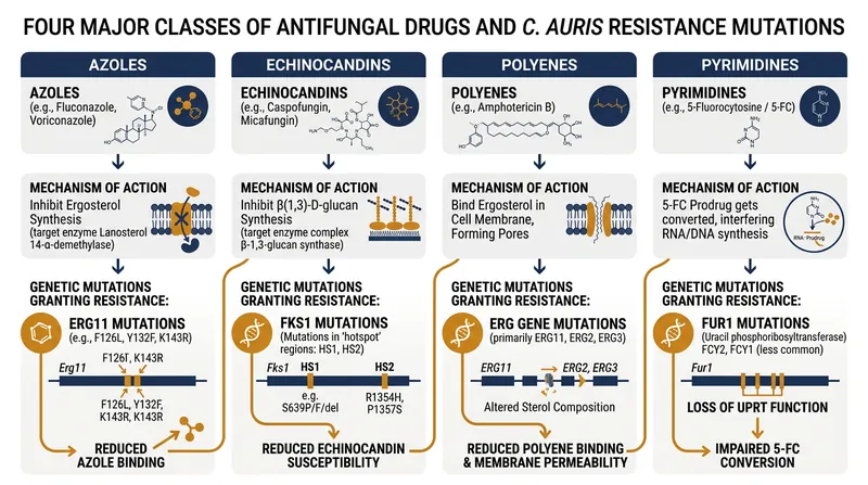 The Kenyan isolate carries distinct genetic mutations that neutralize all four primary antifungal drug classes.