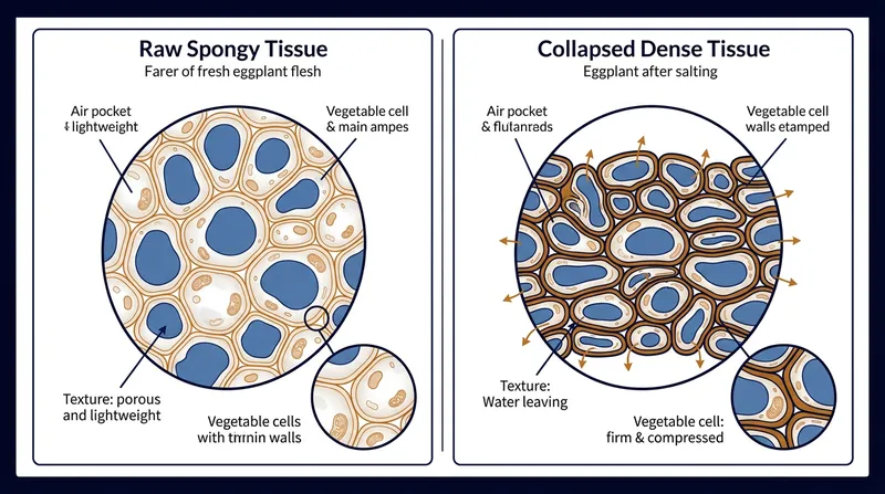Osmotic pressure forces water out of the cells, collapsing the intercellular air pockets.