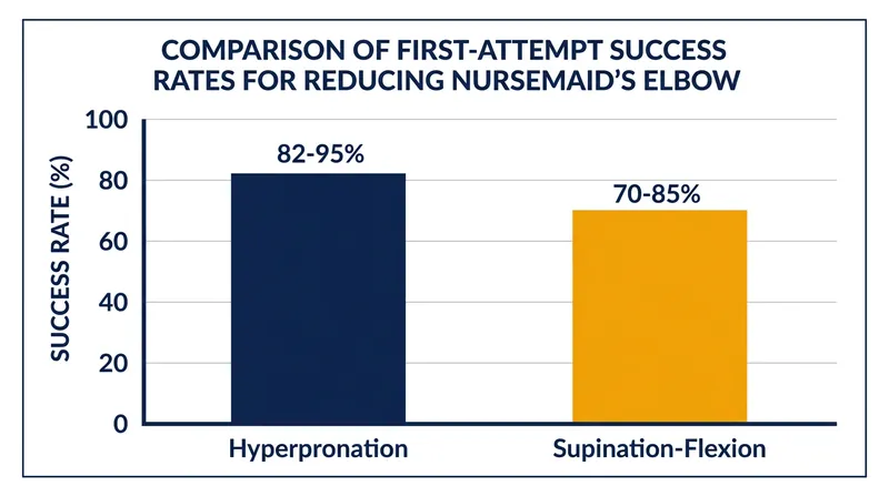 Hyperpronation resolves the subluxation on the first attempt significantly more often than the older supination-flexion method.