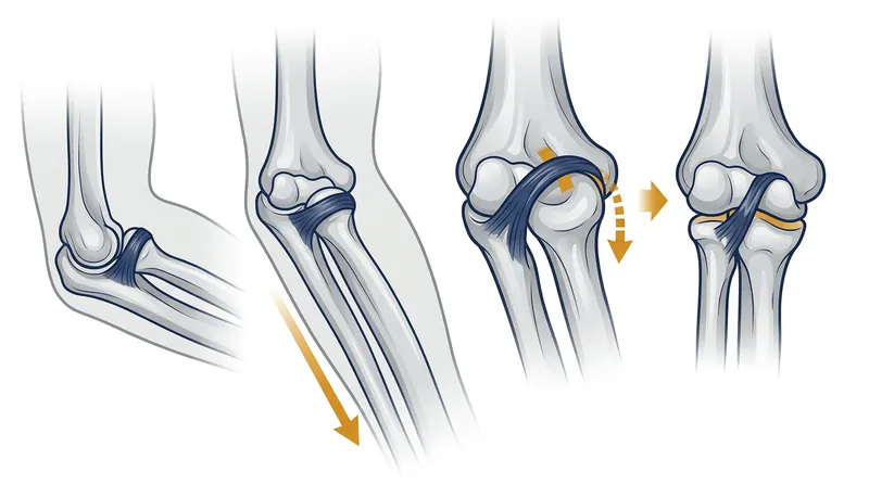 When the arm is pulled straight down, the loose annular ligament slips over the smooth bone and becomes trapped in the joint.
