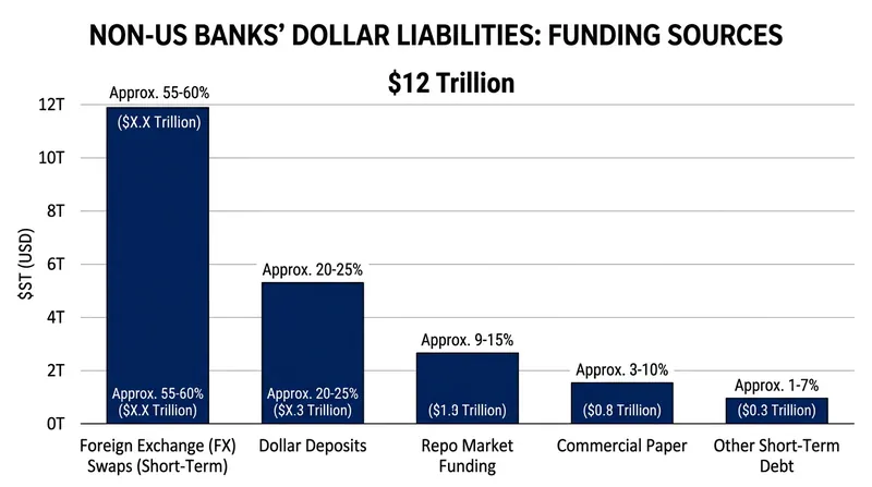 Non-US banks rely heavily on the swap market to fund their dollar liabilities.