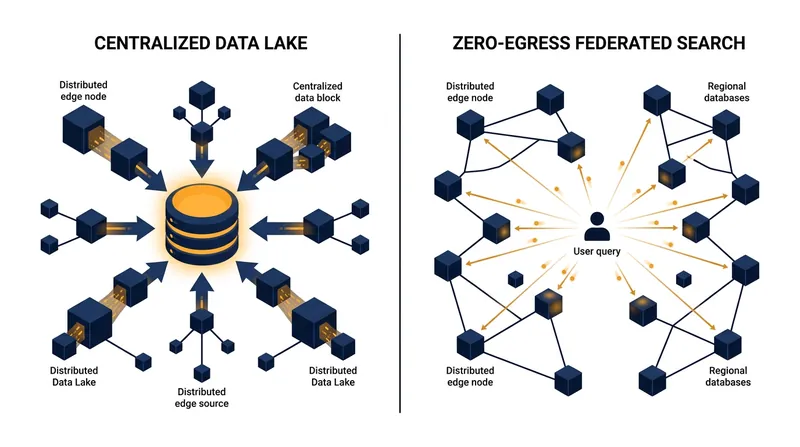 Traditional ETL pipelines centralize data, while federated architectures distribute the query.