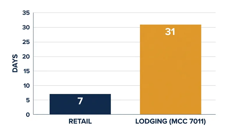 Lodging pre-authorizations require stricter verification because the funds can be held for up to 31 days.