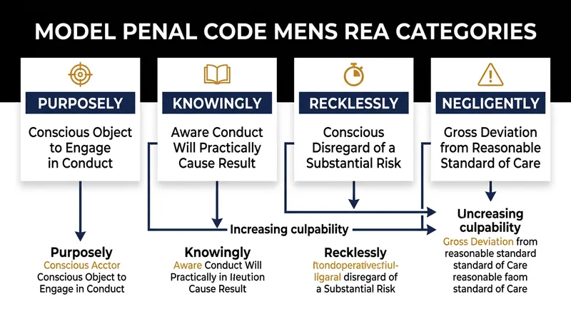 The Model Penal Code standardized criminal intent into four distinct categories.