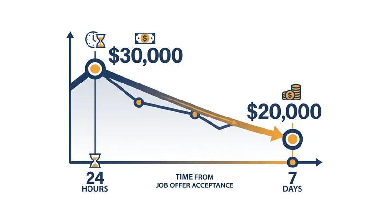 Sliding-scale bonuses financially penalize candidates who take time to evaluate their outside options.