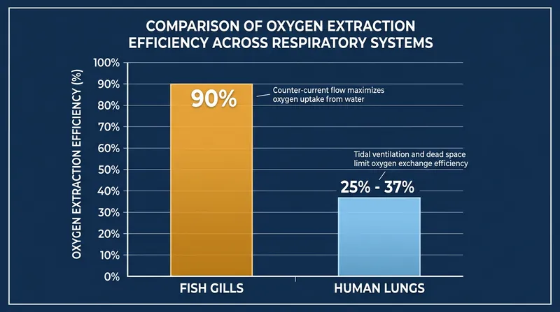 Aquatic vertebrates extract a significantly higher percentage of available oxygen than terrestrial mammals.