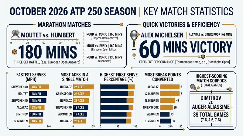 Key numbers from Tuesday's indoor hard-court action across Europe and Asia.