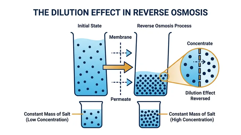 When water flux drops but salt flux remains constant, the same mass of salt is concentrated into less water.