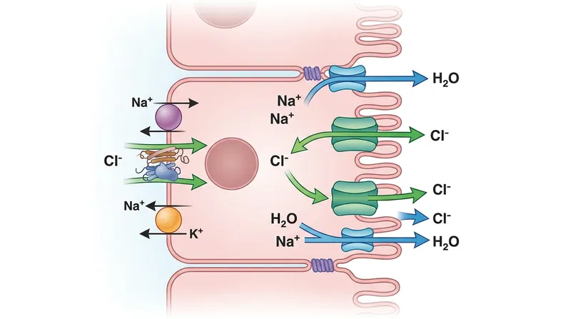 Secretory diarrhea occurs when the intestinal lining actively pumps electrolytes into the bowel, dragging water along to maintain osmotic equilibrium.