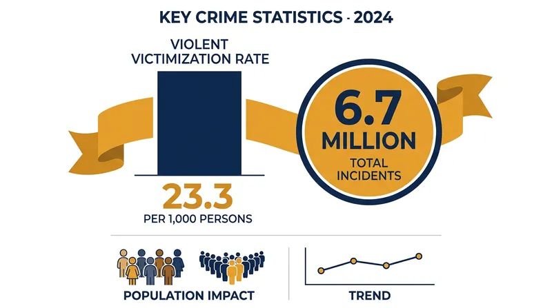The national violent victimization rate held steady at 23.3 per 1,000 persons in 2024.