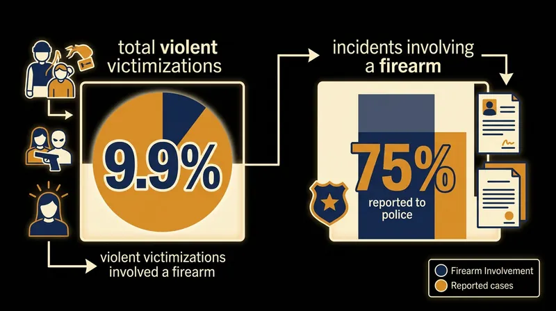 When a firearm was present during a violent crime, victims reported the incident to police 75 percent of the time.