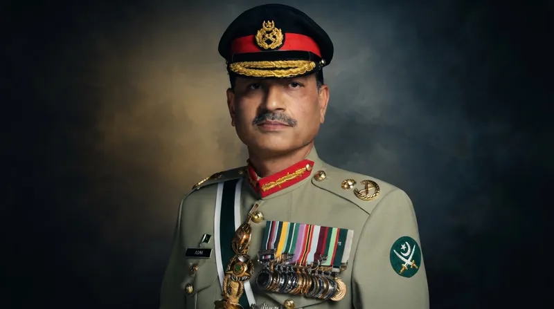 Pakistani military chief Asim Munir shaking hands with Iranian officials in a formal meeting room.