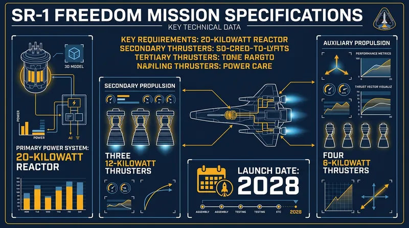 The SR-1 Freedom mission relies on a 20-kilowatt reactor to power its plasma thruster array.