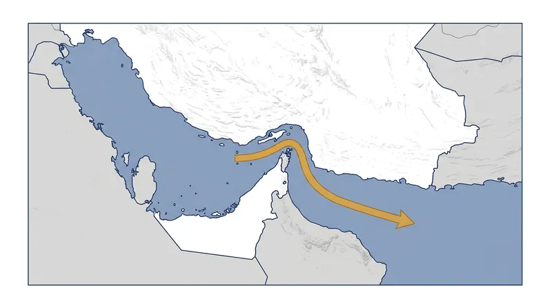 The southern transit route through the Strait of Hormuz, which Iran has unilaterally declared an illegal crossing point.