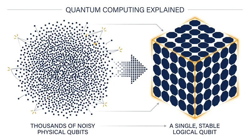 Fault tolerance requires grouping thousands of noisy physical qubits to create one stable logical qubit.