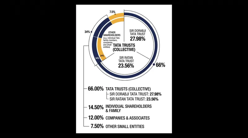Tata Trusts collectively control approximately 66 percent of the holding company's paid-up ordinary share capital.