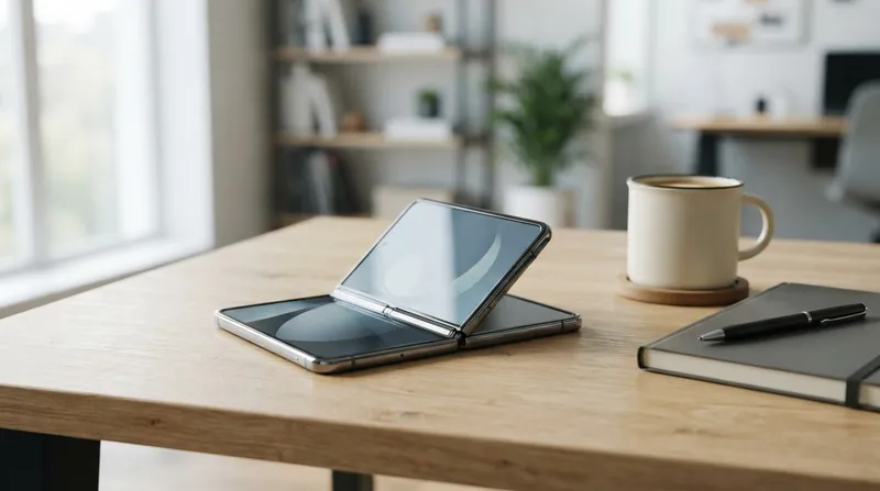 Illustration: iOS 20 treats the unfolded Duo as a compact iPad, enabling desktop-style drag-and-drop multitasking.