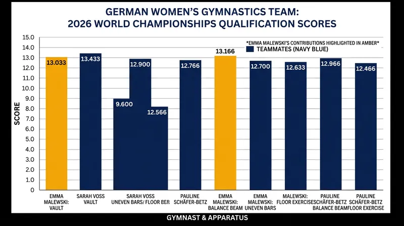 Malewski delivered crucial scores on vault and balance beam during Sunday's qualification round.