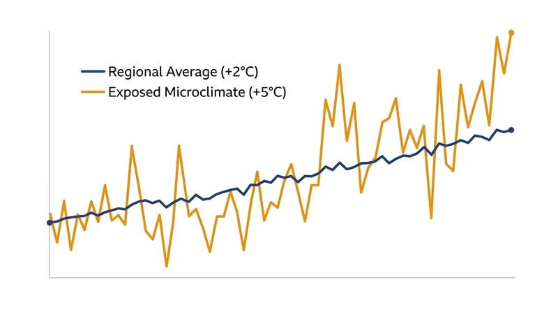 The loss of a local canopy can drive ground temperatures up far faster than regional climate models predict.