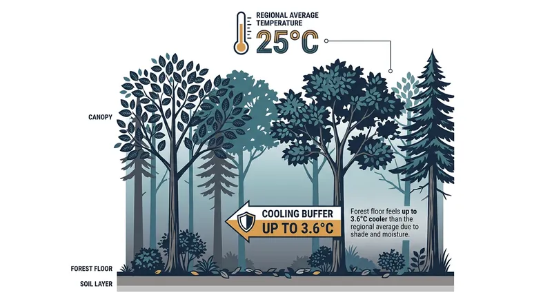 Intact forest canopies and healthy soils can significantly buffer maximum summer temperatures.