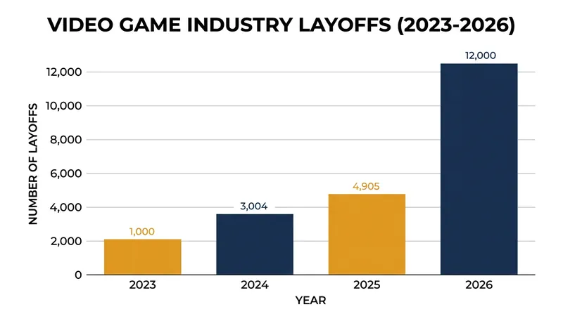The video game industry has shed more than 12,000 jobs in 2026 amid a broader economic contraction.
