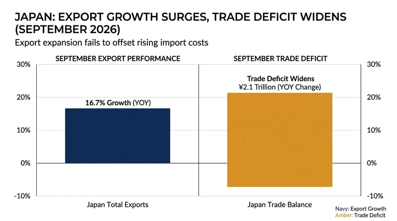 While exports surged 16.7 percent year-over-year, the growth rate slowed to a four-month low.