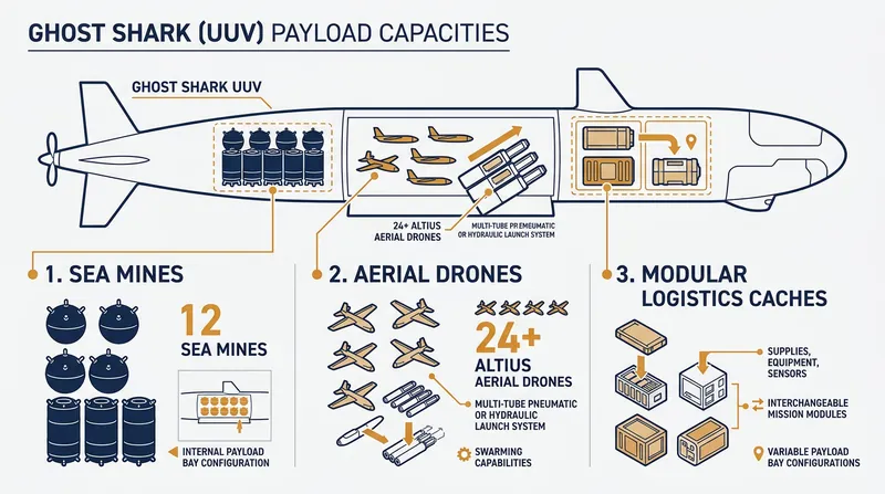 The modular payload bay allows the Ghost Shark to be rapidly reconfigured for different mission profiles.