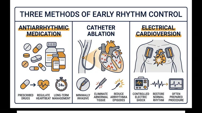 Physicians utilize medications, targeted ablation, or electrical cardioversion to restore the heart's normal sinus rhythm.