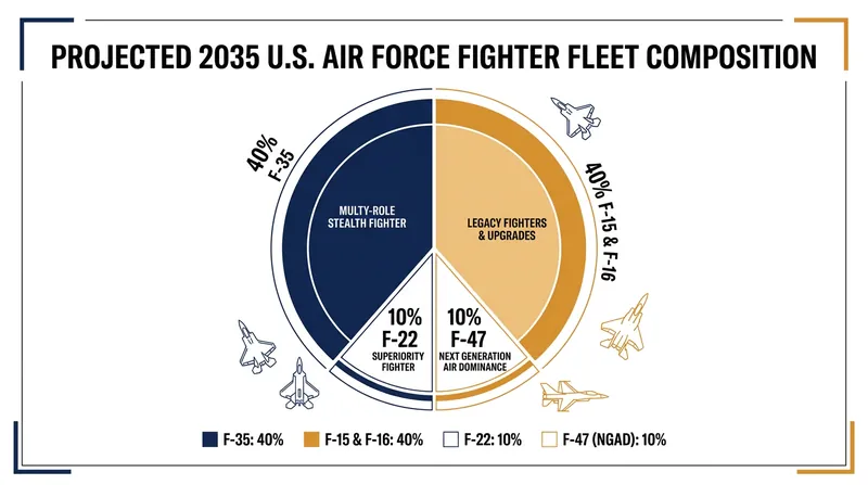 Projected composition of the 1,509-aircraft tactical fighter fleet in 2035.