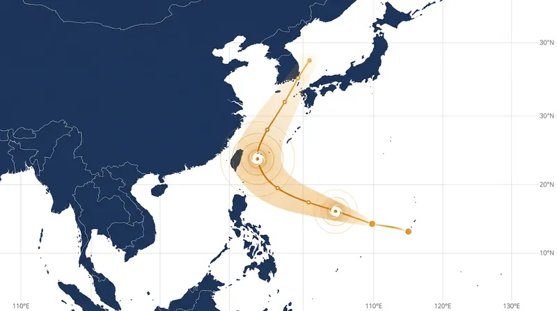 Trajectory models show the cyclone brushing Taiwan's northeastern coast before recurving toward Japan.