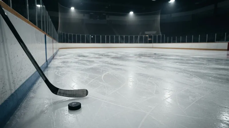 Two NHL players battling for the puck along the boards during a fast-paced hockey game.