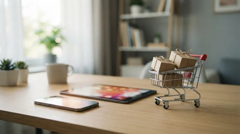 A person holding a smartphone displaying an AI shopping interface while standing in a retail store aisle.