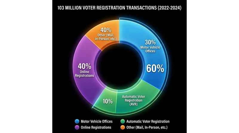 State agencies and automated systems process the vast majority of voter registration updates.