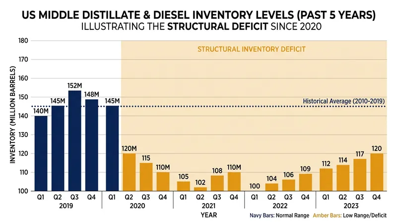Diesel inventories have remained structurally tight since the closure of six major refineries in 2020.