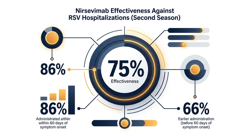 Nirsevimab effectiveness against RSV-associated hospitalization in a child's second respiratory season.
