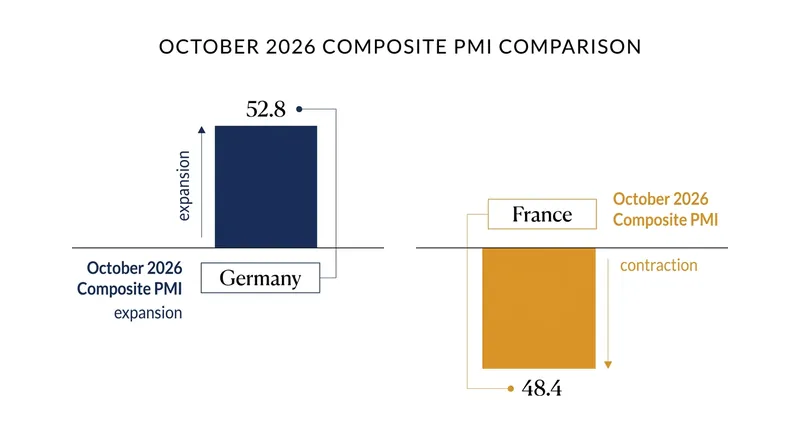 Germany maintained its economic expansion in October, while France slipped back into contraction territory.