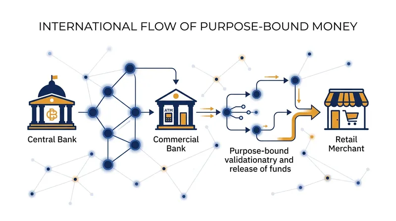 The two-tier model ensures commercial banks remain the primary issuers of consumer-facing digital money.