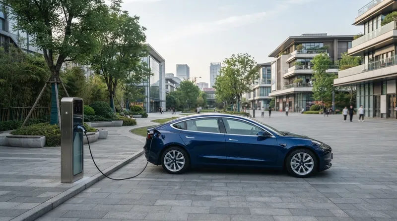 Illustration: Consumers evaluating new electric models at a dealership, driving the rapid shift away from combustion engines.
