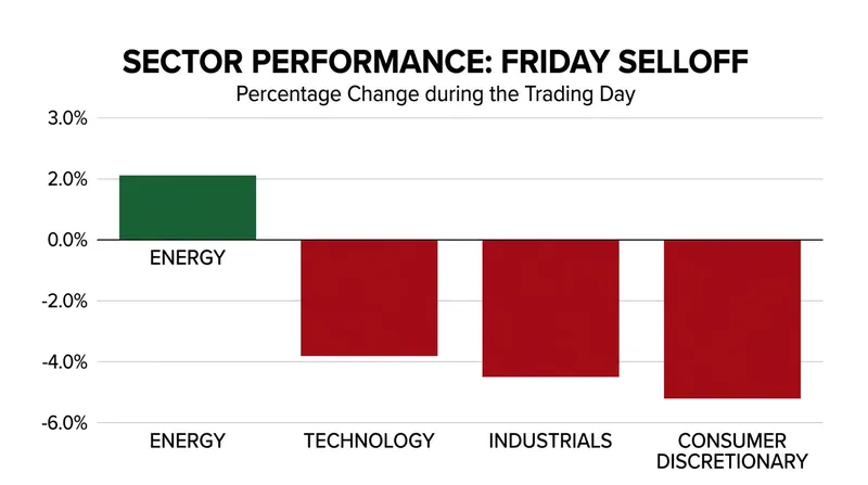 The energy sector was the only segment of the market to post gains as selling pressure rotated aggressively out of technology and industrials.
