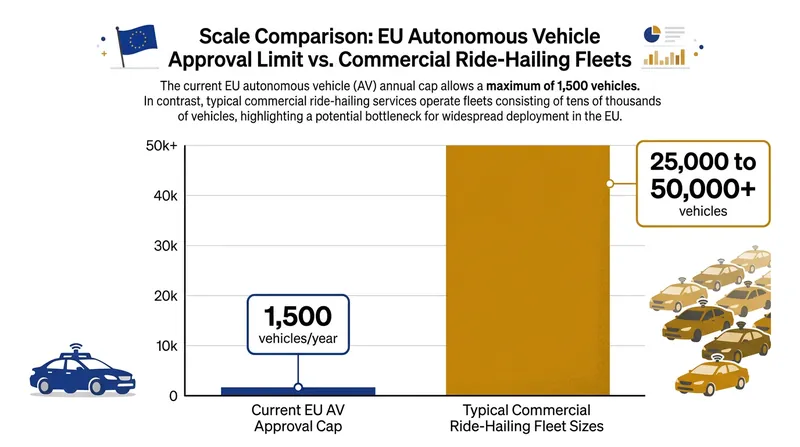 Current EU regulations cap fully autonomous vehicle approvals at 1,500 units annually, a ceiling France aims to address.