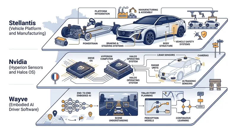 The corporate alliance divides the autonomous value chain across manufacturing, hardware compute, and artificial intelligence.