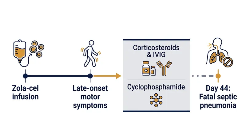 The fatal event followed a complex cascade of neurological and immune complications.